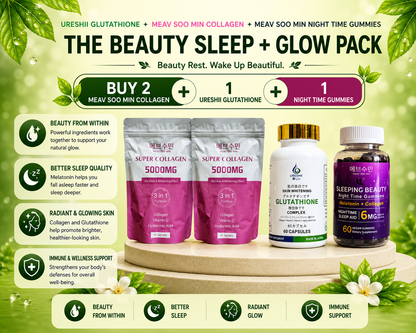 The Beauty Sleep + Glow Pack : 2 Collagen + 1 Gluta + 1 Night Gummies