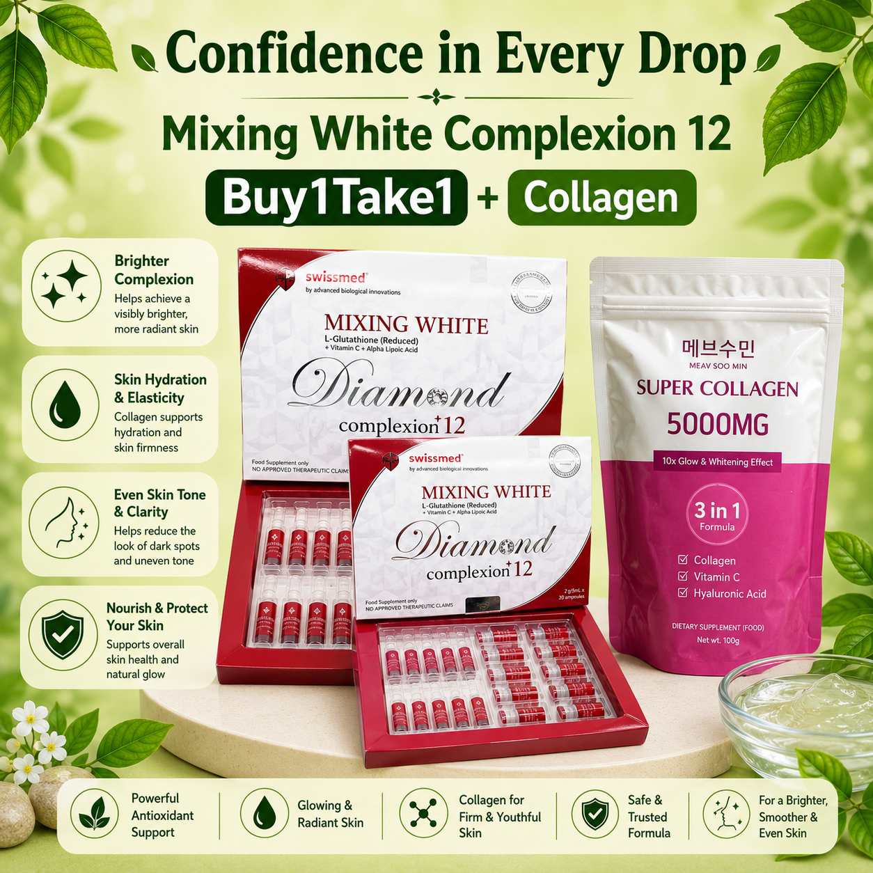 Mixing White Complexion 12 Buy1 Take1 + FREE Collagen