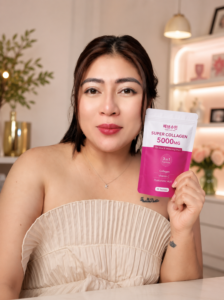MEAV Soo Min Super Collagen 5000mg with collagen, vitamin C, and hyaluronic acid to support healthy-looking skin, hydration, and everyday beauty wellness